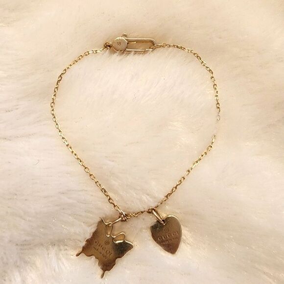 Gucci Heart and Butterfly Charm Bracelet Steering Silver Bracelet 925 - Picture 1 of 8
